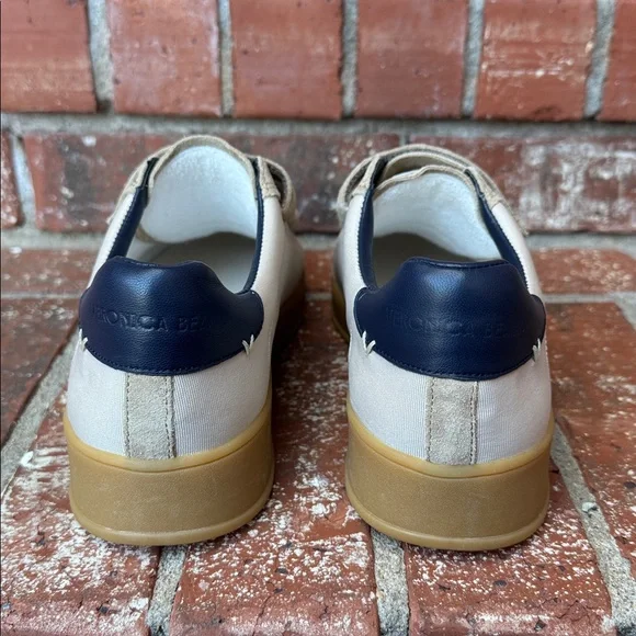Veronica Beard Reagan Sneakers Blue White Retro Hook and Loop Straps Size 9.5 - Picture 4 of 7